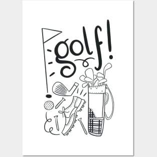 Golf_in black lettering Posters and Art